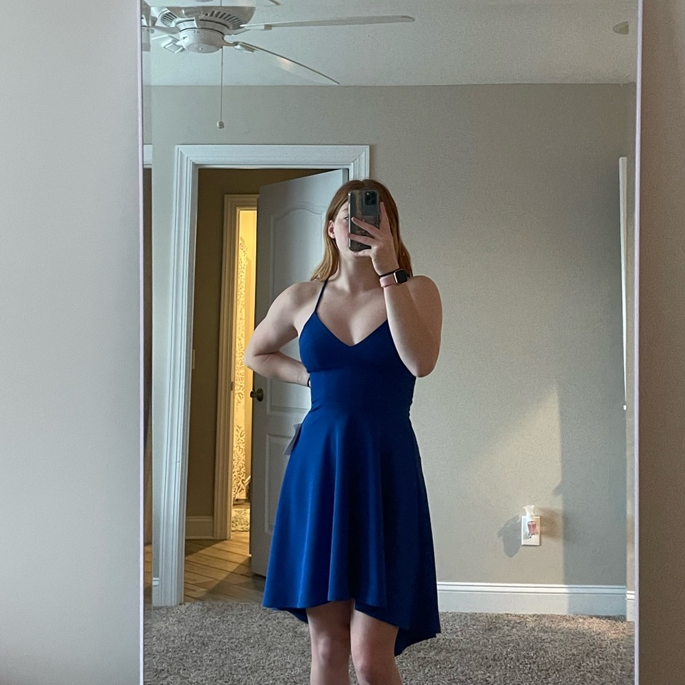 Royal Blue high to low dress